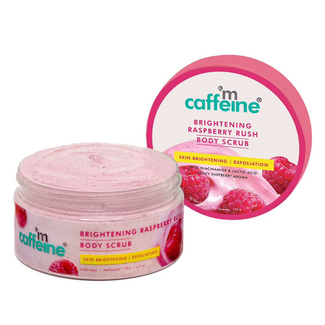 mcaffeine Brightening Raspberry Rush Body Scrub Removes Tan & Brightens Skin | Grocsy