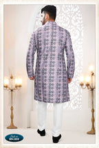 Joban Fashion Men's Purple Straight Silk Thread Embroidery All Over Kurta Set | Grocsy