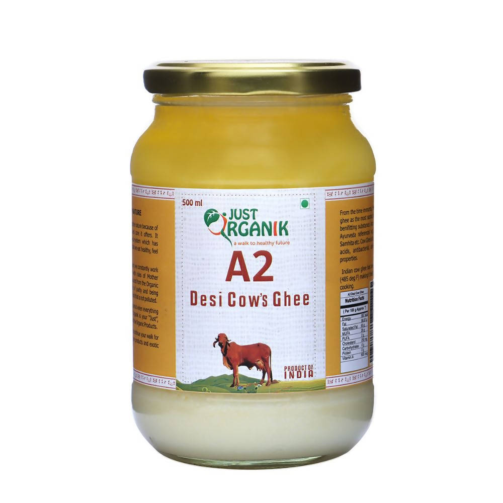 Just Organik A2 Desi Cow Ghee | A2 Ghee | 100% Desi Cow Ghee | Organic Grass Fed Cow's Desi Ghee | Grocsy