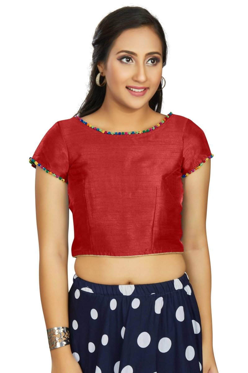 Aastha Fashion Women's Red Art Silk Designer Party Wear Readymade Blouse | Grocsy