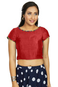 Aastha Fashion Women's Red Art Silk Designer Party Wear Readymade Blouse | Grocsy