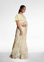 Vamsee White Organza Saree | Grocsy