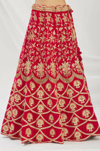 Red Velvet Semi-Stitched Wedding Bridal Lehenga - Nimaya | Grocsy