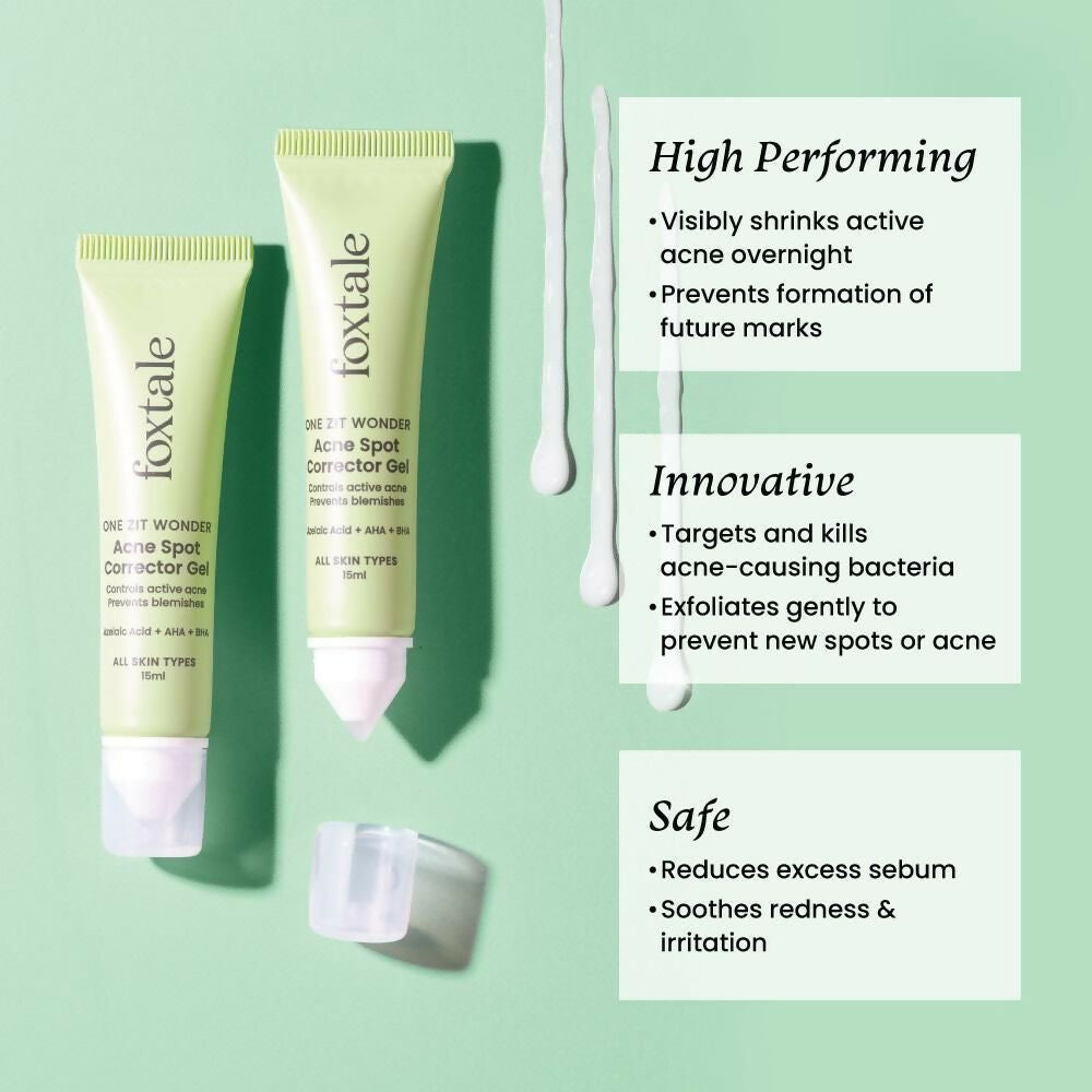 Foxtale Acne Spot Corrector Gel - Reduces Pimples Overnight and Prevents Acne Scars | Grocsy
