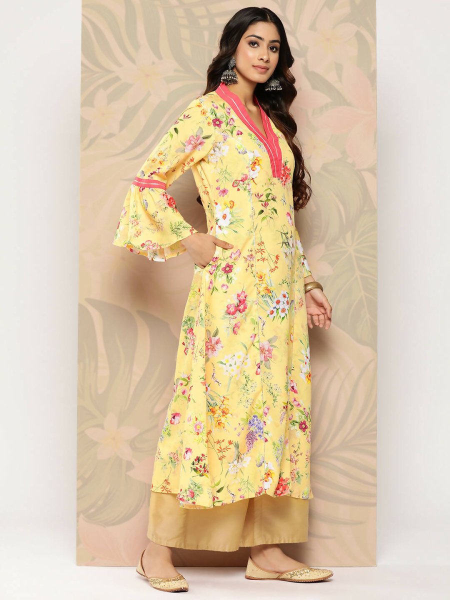 Ahalyaa Women's Traditional wear Kurta - Yellow | Grocsy