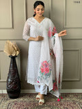 Partywear Designer Linen Cotton with cotton lining Offwhite Stitched Suit With Dupatta - Tanisha | Grocsy