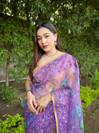 Vamsee Bavari Purple Organza Saree | Grocsy