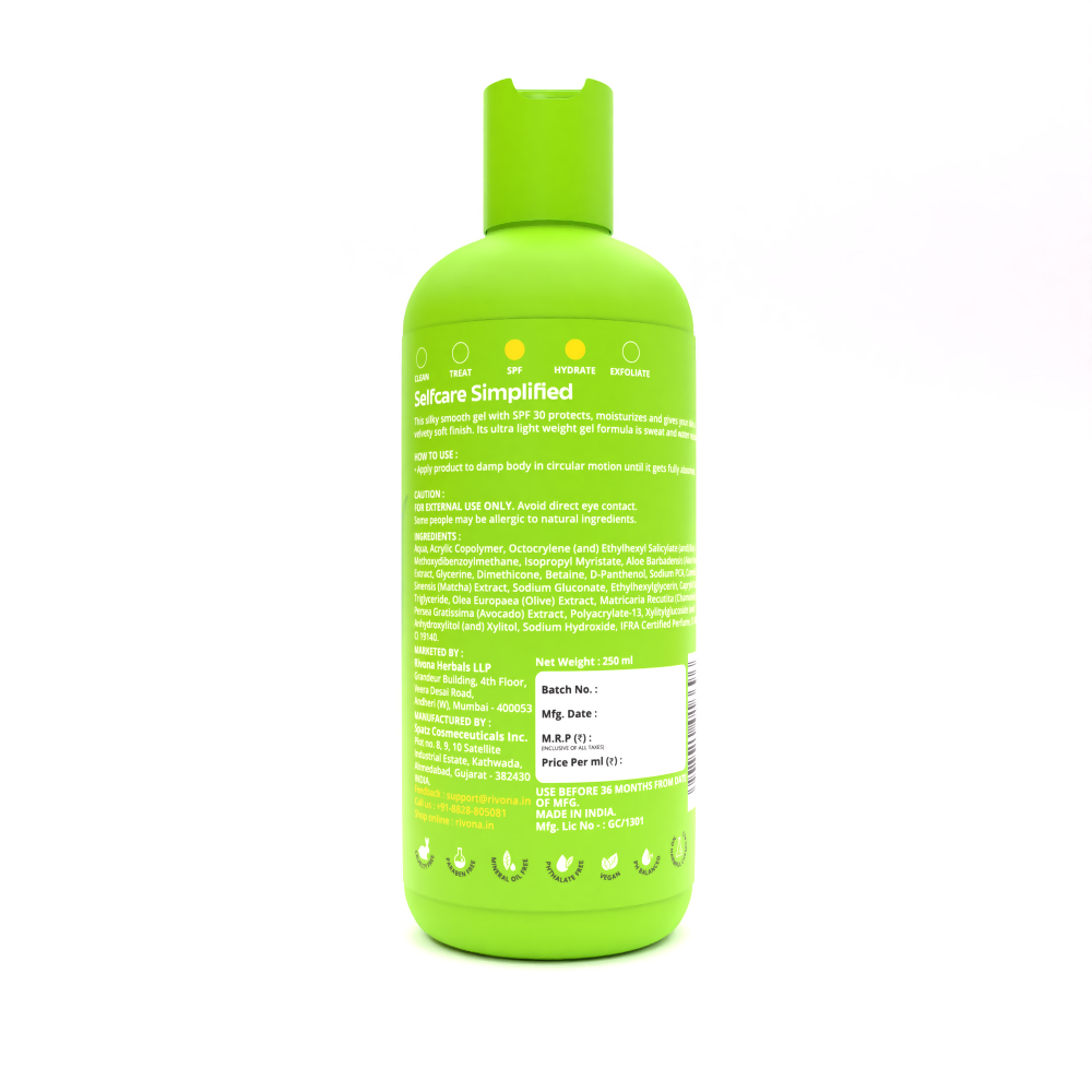 Rivona Naturals Matcha Aloe Gel Body Lotion with SPF 30 | Grocsy