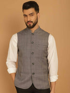 Even Apparels Nehru Jacket With Welt Pockets - Grey | Grocsy