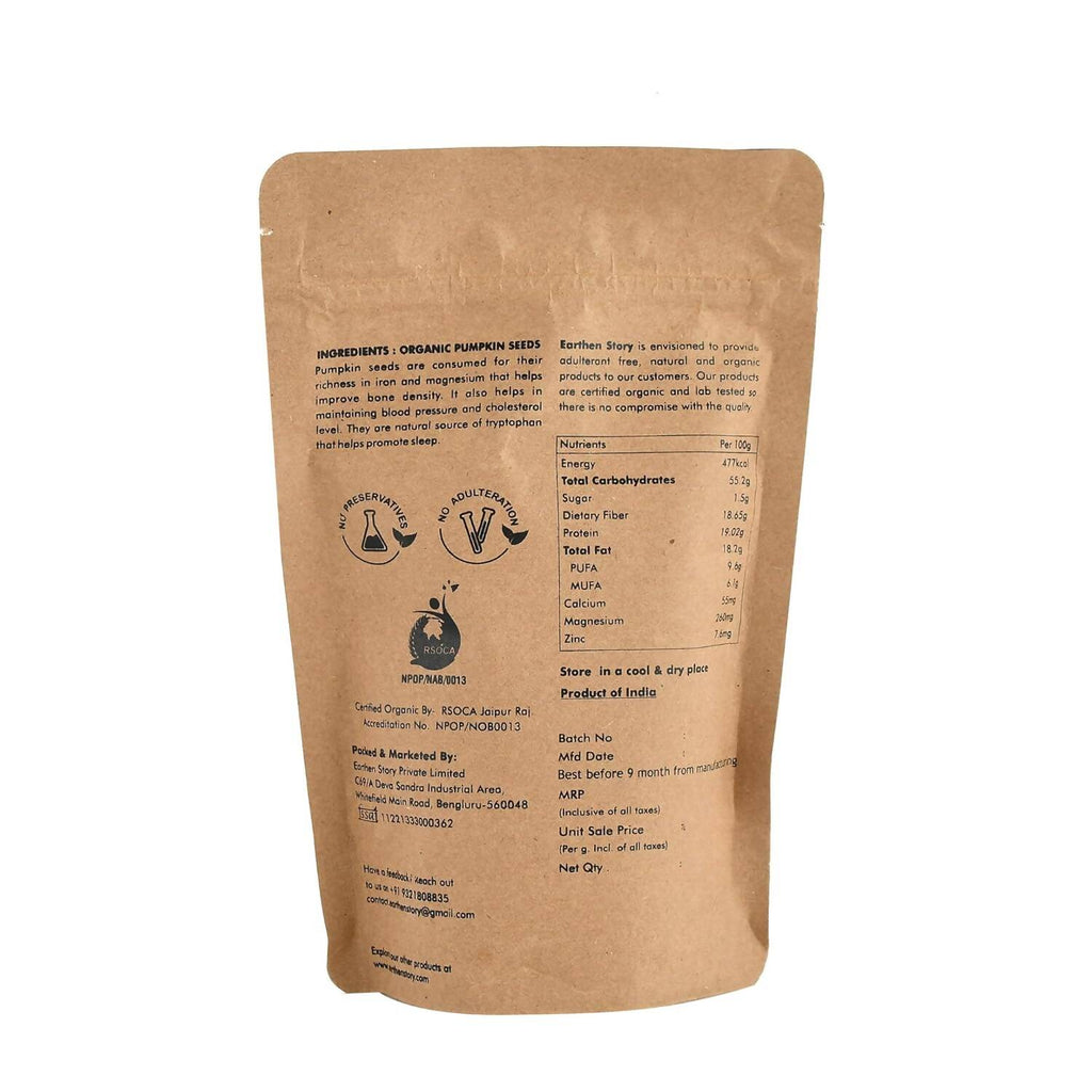 Earthen Story Certified Organic Raw Pumpkin Seeds | Grocsy