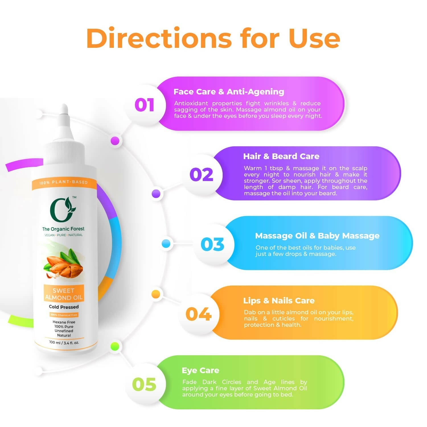 The Organic Forest Sweet Almond Oil For Skin, Face, Hair | Grocsy