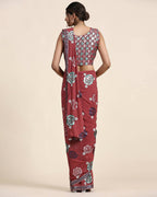 Peach Pure Georgette Sequence work Ready to wear Saree with stitched Blouse - Nirvana | Grocsy