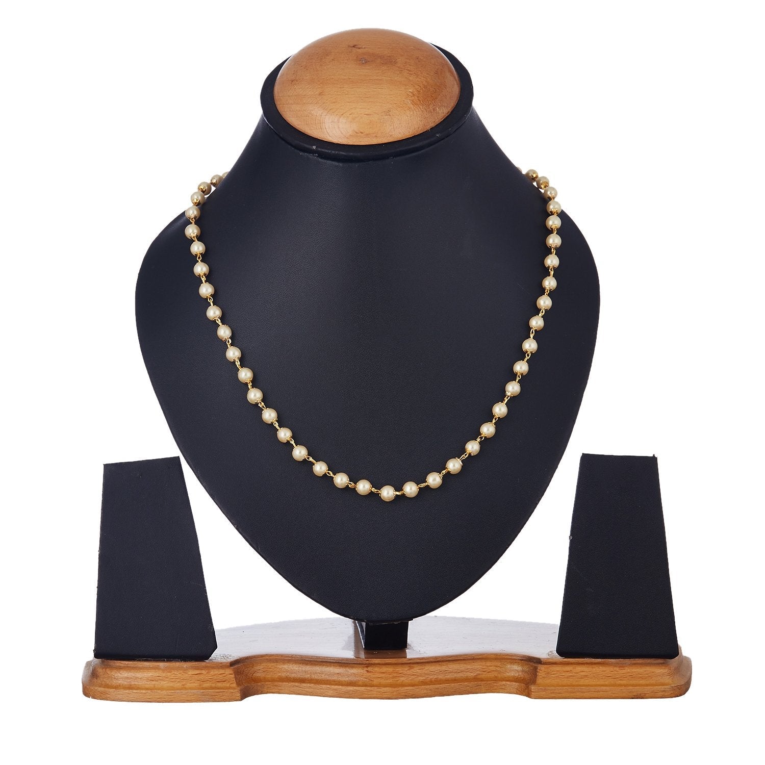 Gold-Polished Alloy Pearl Beaded Matarmala Chain - The Pari | Grocsy