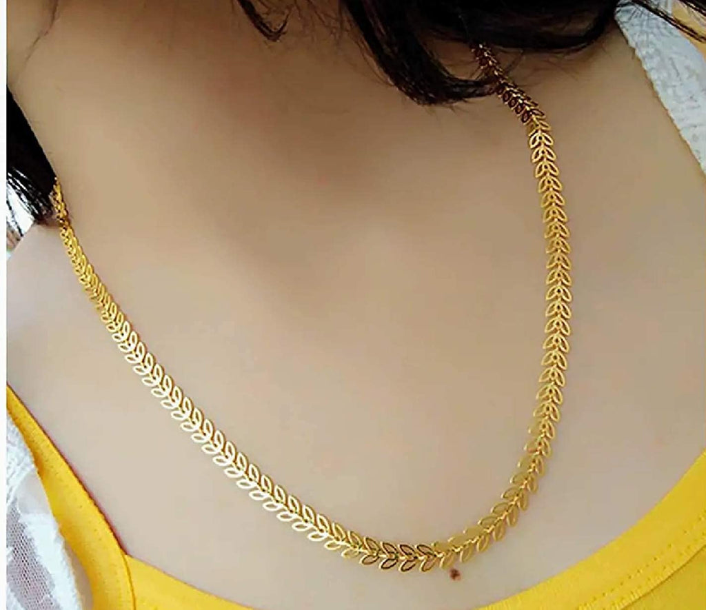 Gold-Polished Alloy Golden Pearl Chain - The Pari | Grocsy