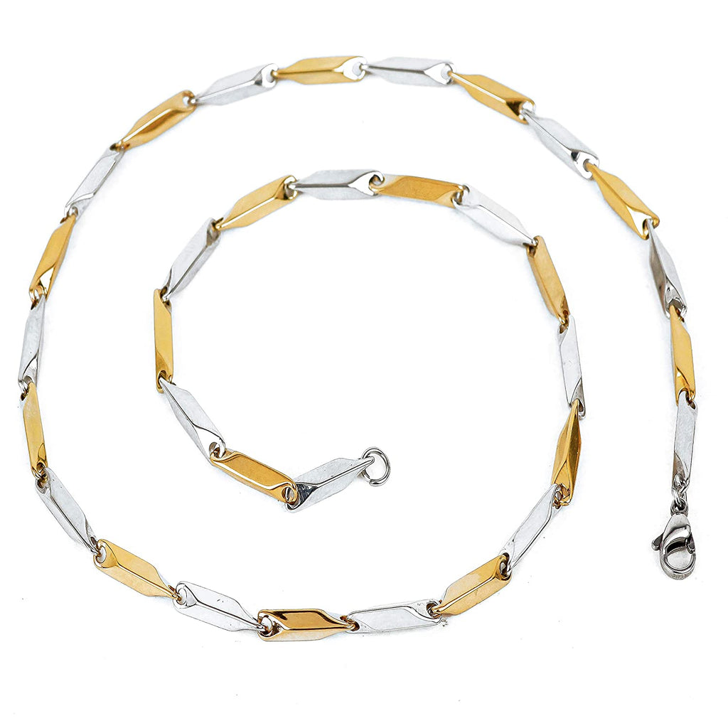 Rhodium-Plated Alloy Two Tone Stylish Chain - The Pari | Grocsy