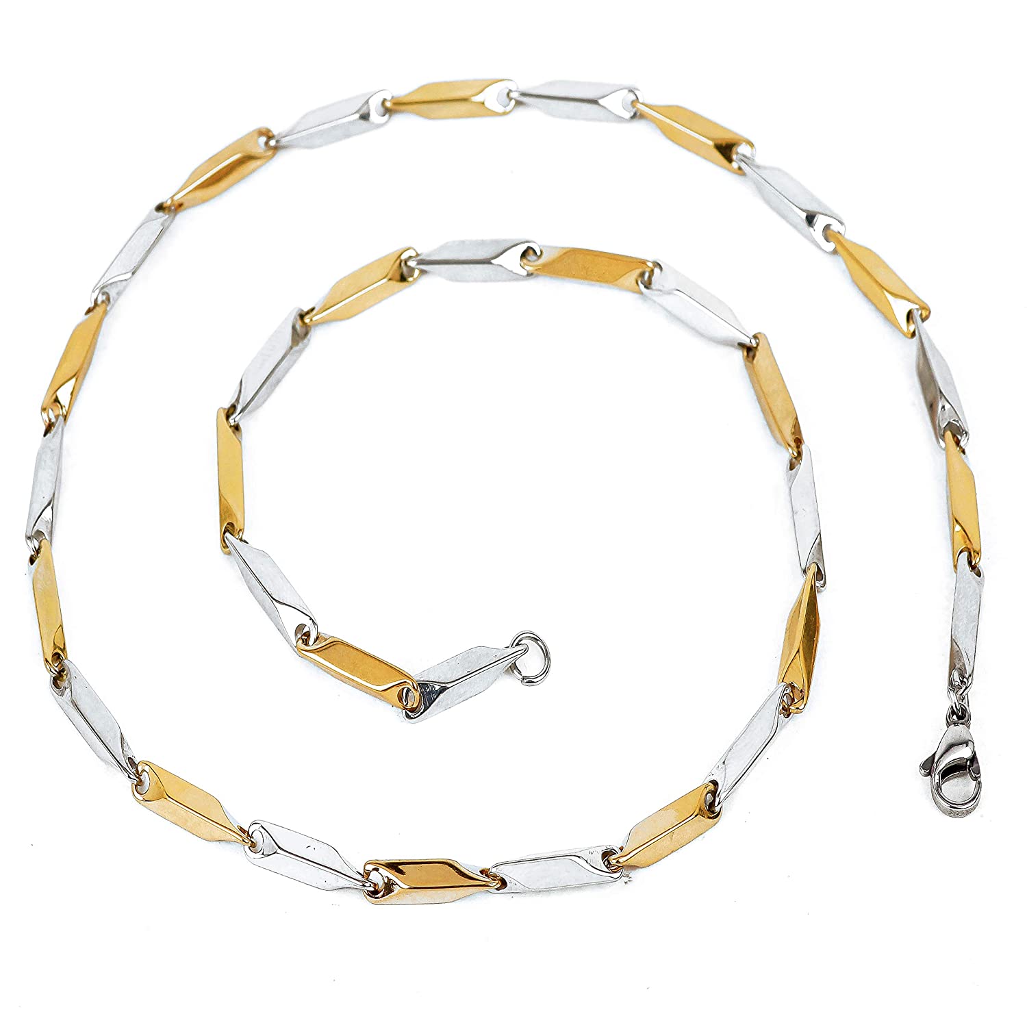 Rhodium-Plated Alloy Two Tone Stylish Chain - The Pari | Grocsy