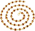 Gold-Polished Alloy Rudraksh And Metal Cap Chain - The Pari | Grocsy