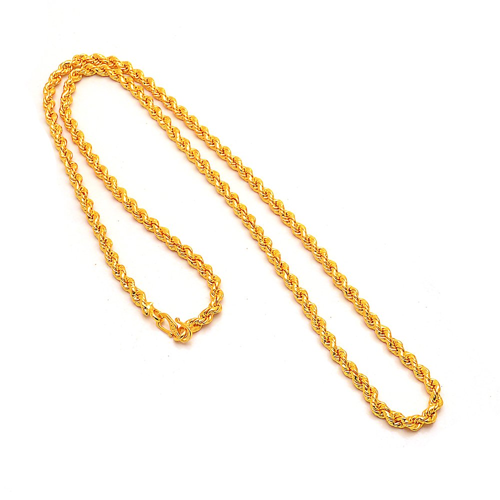 Gold-Polished Alloy Golden Rope Shape Chain - The Pari | Grocsy