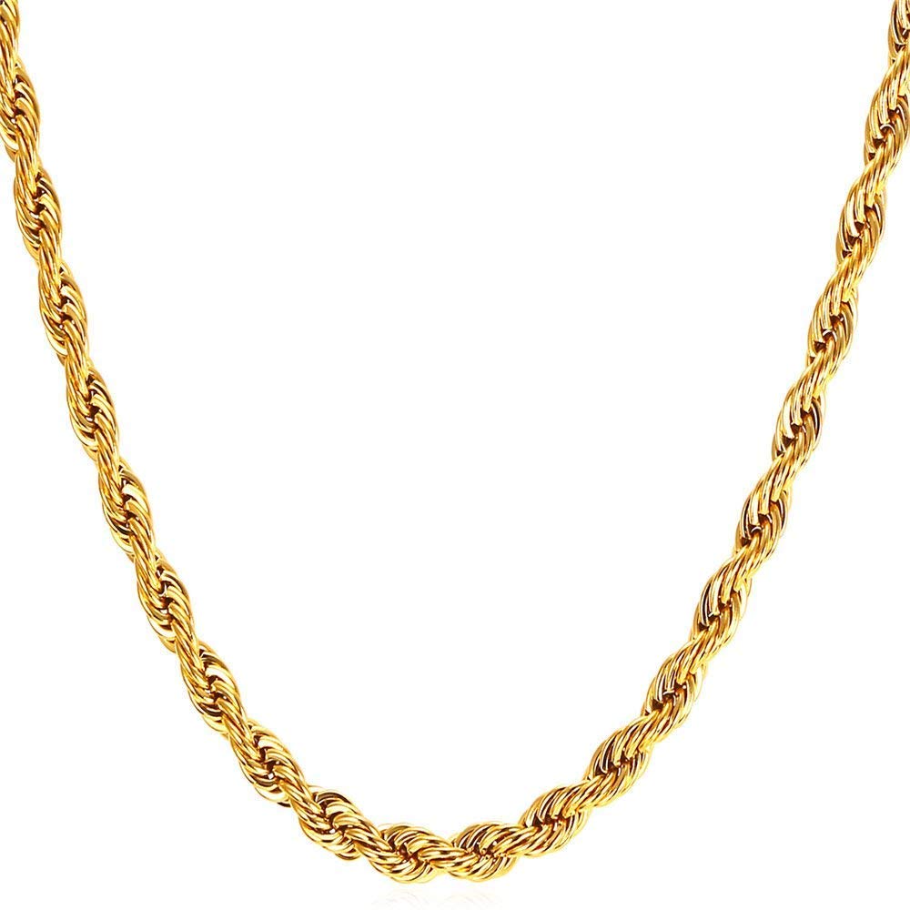 Gold-Polished Alloy Golden Rope Shape Chain - The Pari | Grocsy