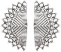 Silver-Plated Alloy Oxidised Designer Half Moon Earrings - The Pari