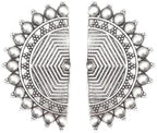 Silver-Plated Alloy Oxidised Designer Half Moon Earrings - The Pari