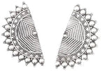 Silver-Plated Alloy Oxidised Designer Half Moon Earrings - The Pari