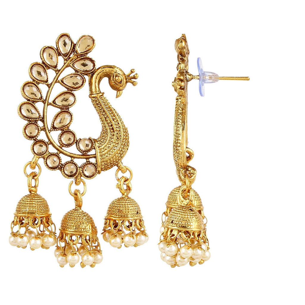 Gold-Polished Alloy Golden Peacock Earrings - The Pari | Grocsy