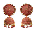 Gold-Polished Alloy Red Sun Shaped Jhumka Earrings - The Pari