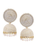 Gold-Polished Alloy White Sun Shaped Jhumka Earrings - The Pari
