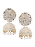 Gold-Polished Alloy White Sun Shaped Jhumka Earrings - The Pari