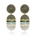 Gold-Polished Alloy Green Sun Shaped Jhumka Earrings - The Pari