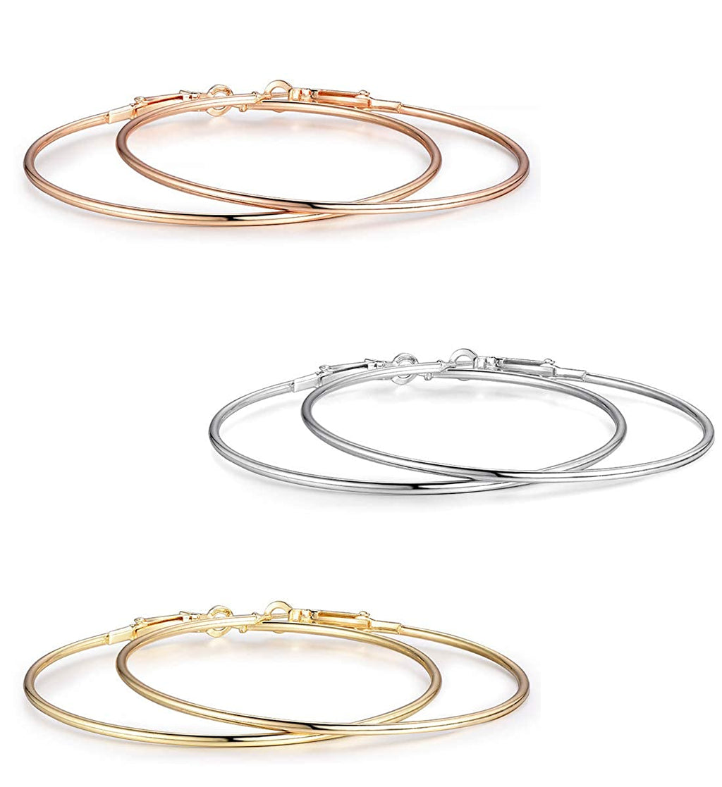 Rhodium-Plated Alloy Assorted Hoop Earrings Combo - The Pari