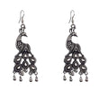 Rhodium-Plated Alloy Silver Mirror Studded Moon Earrings - The Pari