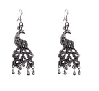 Rhodium-Plated Alloy Silver Mirror Studded Moon Earrings - The Pari
