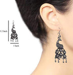 Rhodium-Plated Alloy Silver Mirror Studded Moon Earrings - The Pari