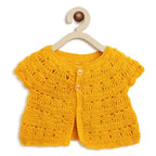 ChutPut Hand knitted Crochet HoneyBee Wool Dress For Baby Girls - Yellow | Grocsy