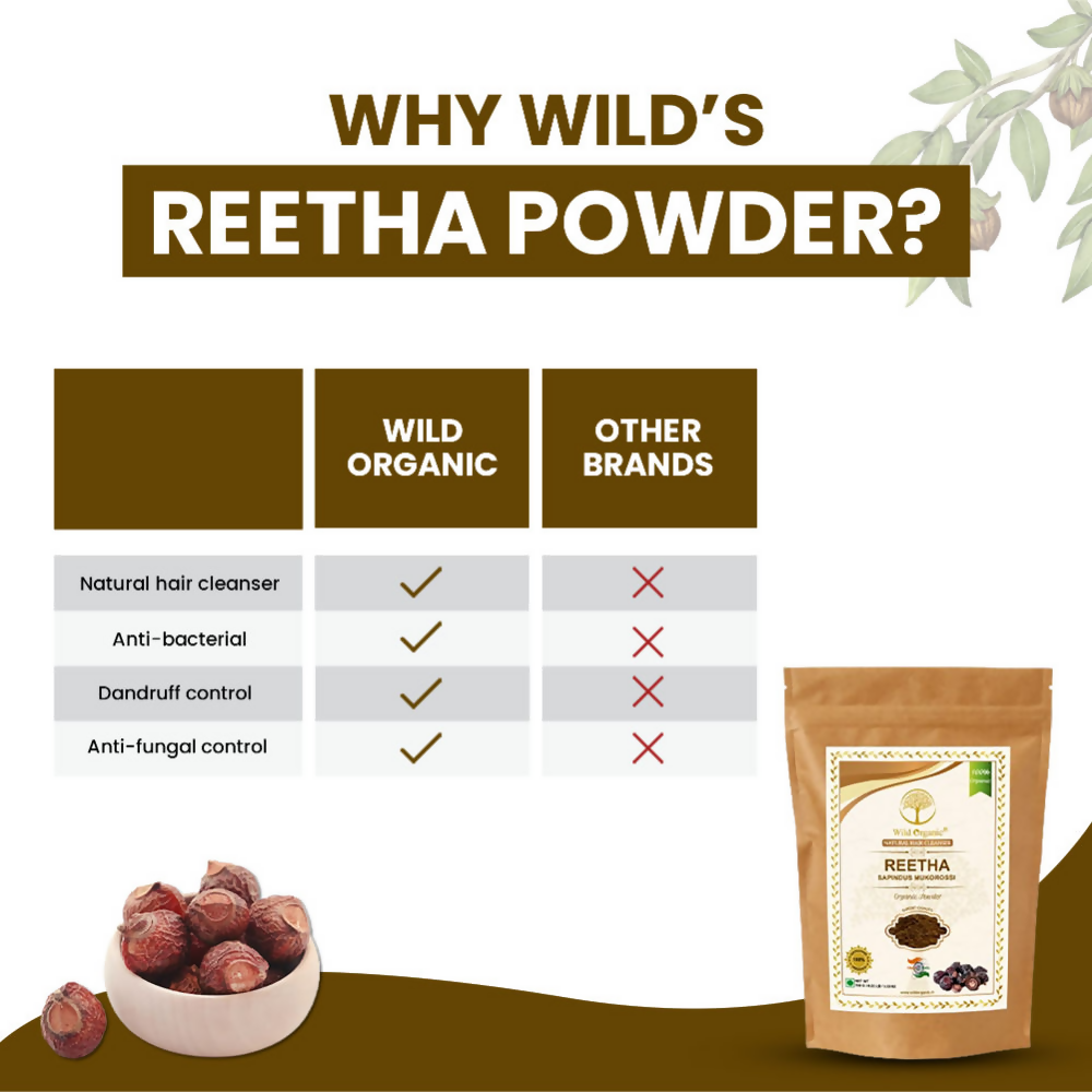 Wild Organic Reetha Powder Natural Hair Cleanser | Grocsy