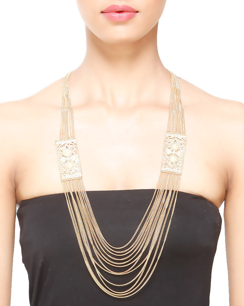 Gold-Toned Alloy Flower Necklace - The Pari | Grocsy