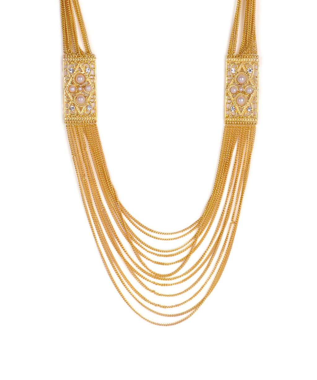 Gold-Toned Alloy Flower Necklace - The Pari | Grocsy