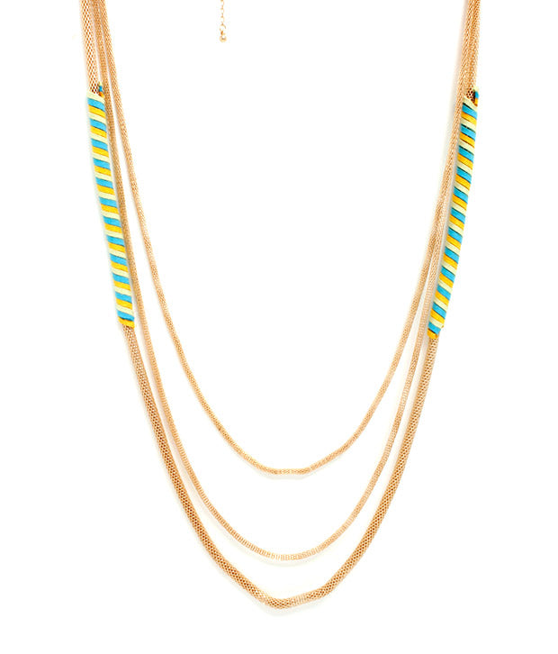 Gold-Polished Alloy Neon Strands Necklace - The Pari | Grocsy