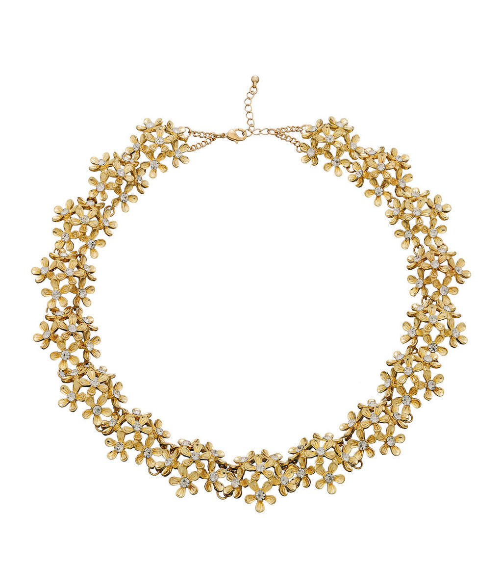 Gold-Polished Alloy Designer Flower Choker Necklace - The Pari | Grocsy