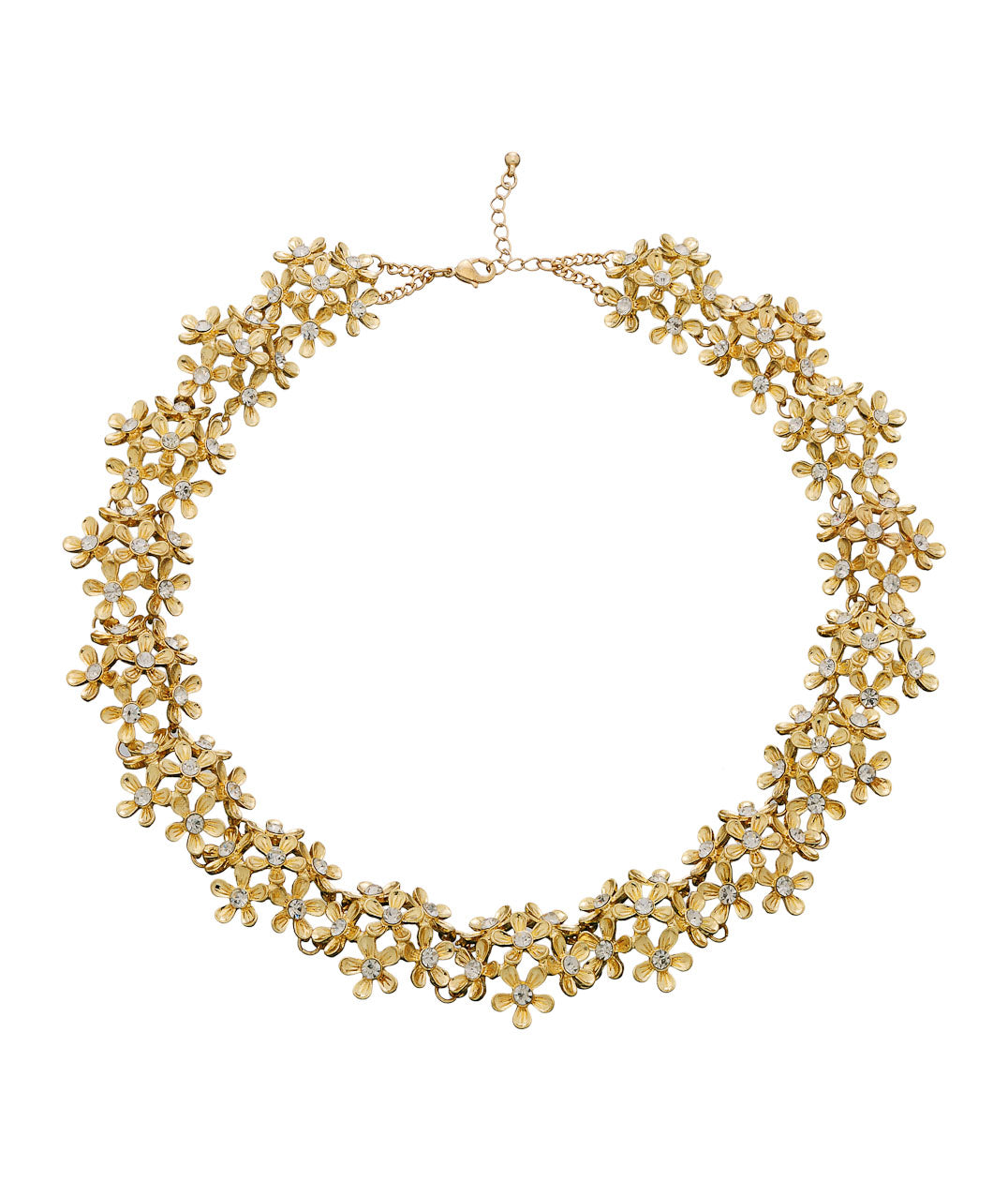 Gold-Polished Alloy Designer Flower Choker Necklace - The Pari | Grocsy