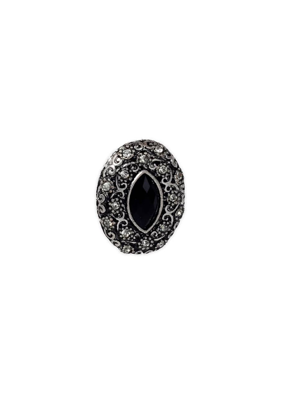 Silver-Plated Alloy Black Stone Pendant Necklace - The Pari | Grocsy