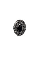 Silver-Plated Alloy Black Stone Pendant Necklace - The Pari | Grocsy