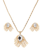 Gold-Polished Alloy Golden Stones Studded Pendant Necklace - The Pari | Grocsy