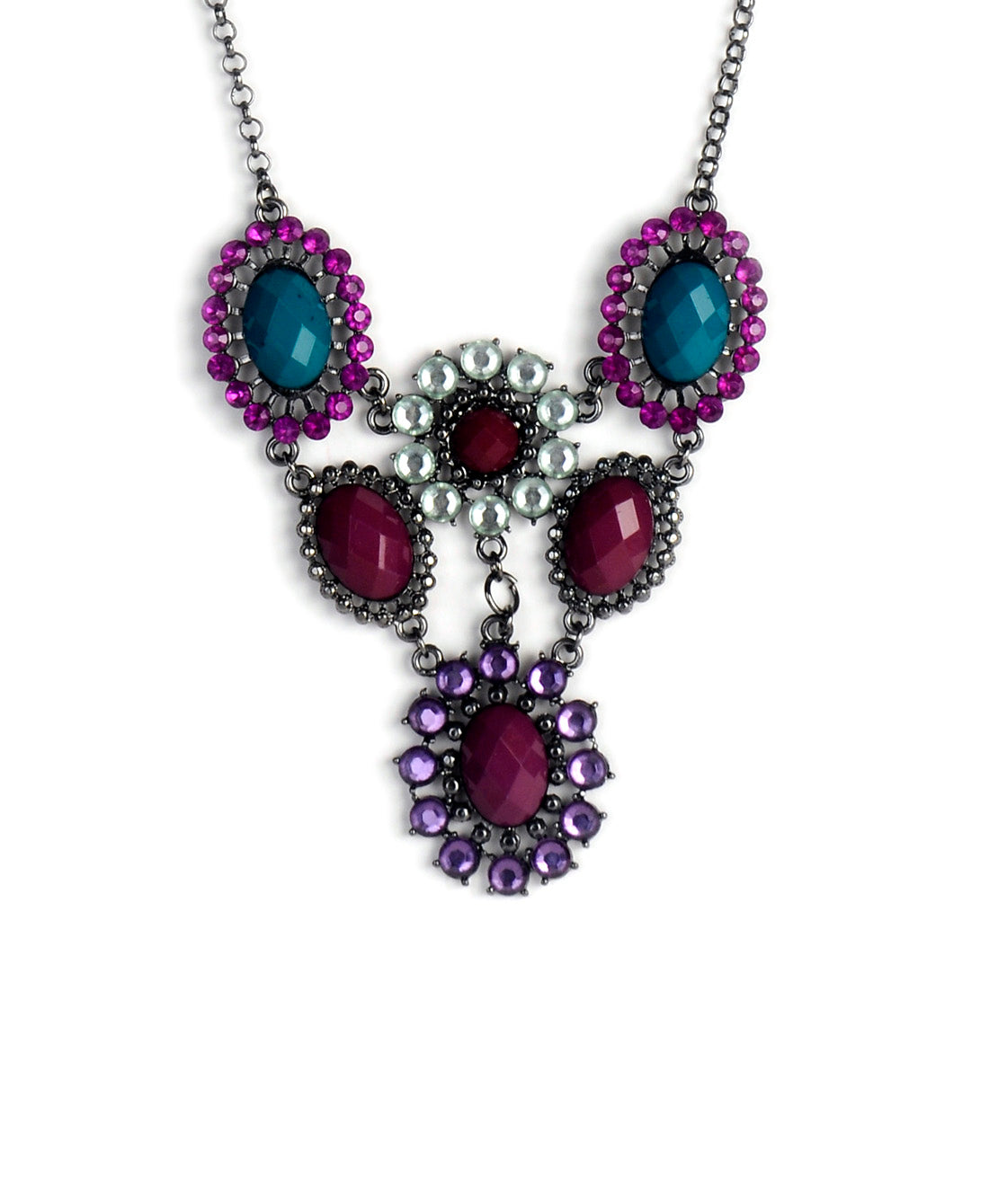 Silver-Plated Alloy Pastel Colour Statement Necklace - The Pari | Grocsy