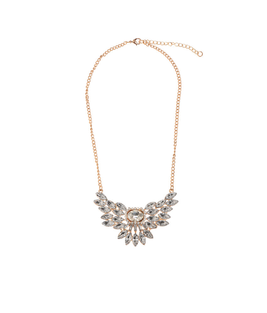 Gold-Polished Alloy Diva Look Stone Pendant Necklace - The Pari | Grocsy
