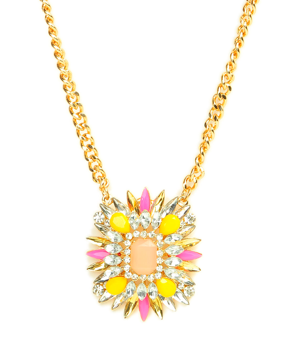Gold-Polished Alloy Tribal Look Stones Studded Necklace - The Pari | Grocsy