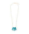 Gold-Polished Alloy Blue Tribal Long Chain Necklace - The Pari | Grocsy
