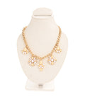 Gold-Polished Alloy White Yellow Flower Necklace - The Pari | Grocsy